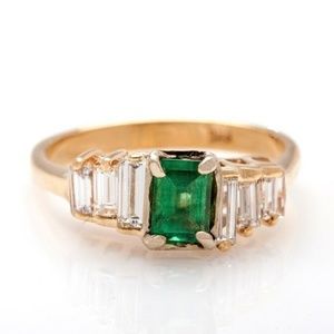 EMERALD COLOMBIAN VSG DIAMOND 14K YELLOW GOLD RING